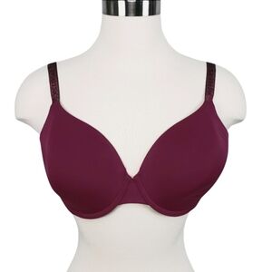 Victorias Secret T Shirt Lightly Lined Full Bra Size 34DD Burgundy Underwired